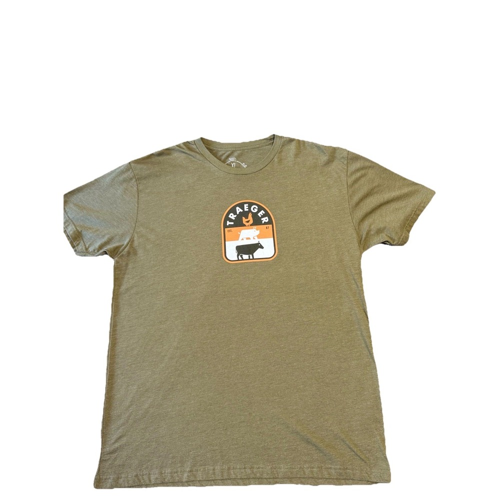TRAEGER Grills Animal Stack T-shirt Men's Green Short Sleeve Size XL Extra Large